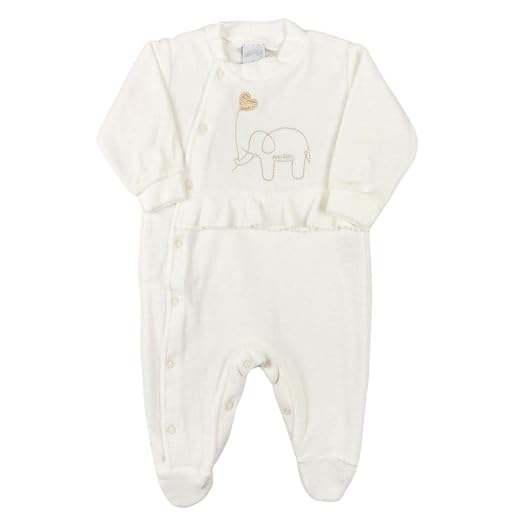Macacão Bebê Menina em Plush Ano Zero – Bordado de Elefantinho com Coração Macacão Bebê Menina em Plush Ano Zero – Bordado de Elefantinho com Coração