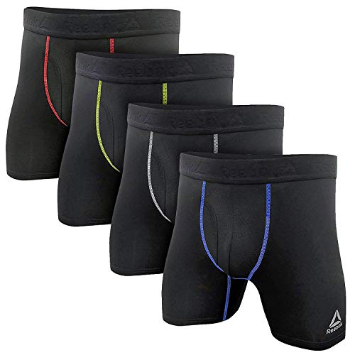Reebok Mens 4 Pack Performance Boxer Briefs with Comfort Pouch