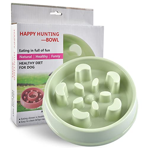 TANDD Slow Feeder Bowl, Anti-Choke Polypropylene Pet Bowls, Pets Water Bowl, Healthy Food Fun for Dog/Cat/Puppy (Green, Moon)