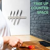 Coninx Magnetyczny Uchwyt na Noże - Listwa Magnetyczna ze Stali Nierdzewnej do Ściany Bez Wiercenia - Samoprzylepny Organizer Kuchenny na Noże - 40 cm