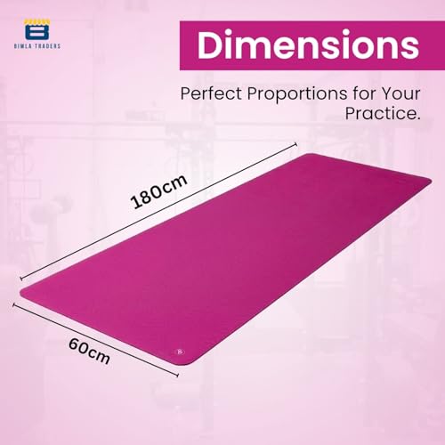 Image of Btag Premium PVC Yoga Mat for Women & Men | Anti-Slip Exercise & Gym Mat for Home Workouts | Lightweight & Durable | 6 mm (Dark Pink)