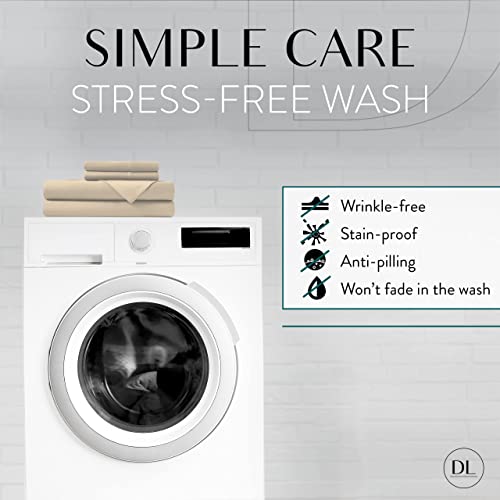 Danjor Linens Twin Bunk Bed Sheets w/ 2 Pillowcases, Lightweight Brushed Microfiber Deep Pockets, 4 Piece Fitted Bedding Sets, Taupe