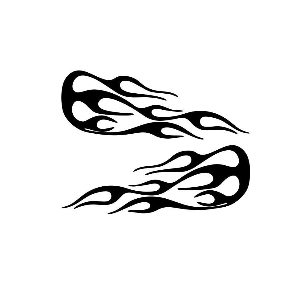 1Pair Flame Vinyl Sticker Decals Stickers for Car Tank Waterproof(35.5X27CM-Black)