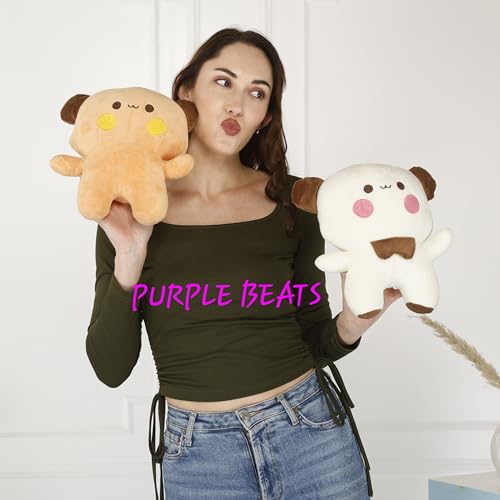 Image of Purple Beats Bubu Dudu 25-30cm Brown and White Plush Toy for Kids - Adorable Cuddly Companion