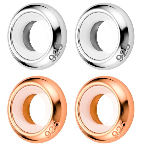 Cuentas espaciadoras de plata de ley 925 con tope de clip para pulseras de cadena de serpiente