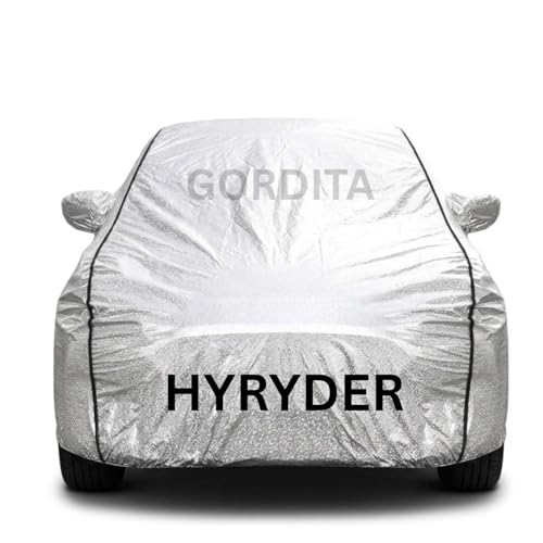 Image of Waterproof Car Body Cover for Crusier Hyryder All Weather Protection Comes with Inner Cotton Lining & Triple Stitched with Mirror & Antenna Pocket Belt & Elastic Fit Metallic with Black Piping2