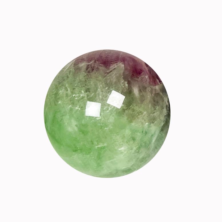 Esfera de fluorita sandía de 60mm con soporte de latón para decoración