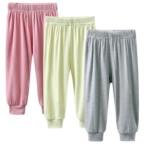 3 Pack Boys Girls Harem Pants Toddler Kids Solid Soft Modal Cotton Active Jogger Trousers Bottoms