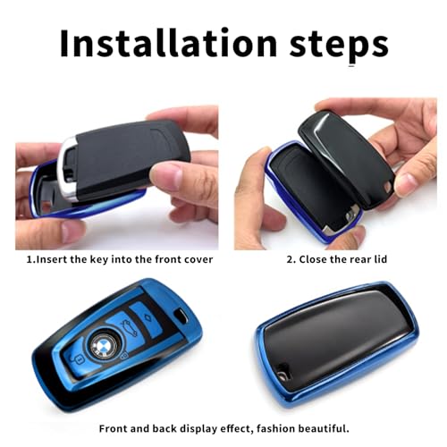 Image of Creativity For BMW X5 Key Fob Cover accessories (Blue Key Case) | Advanced soft TPU key box is compatible with X1 X3 X4 X5 X6 1 2 4 5 6 7 M3 M5 M6 GT3 GT5 G30 F10 F15 F16 F20 key