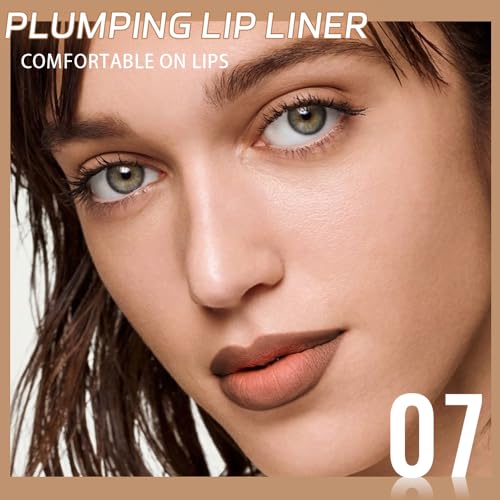 Image of Matte Lip Liner Pencil, Long-Lasting Creamy Formula with Silicone Smudger, Waterproof Non-Staining Crayon for Lip Contouring, Plump Define Sculpting 07#