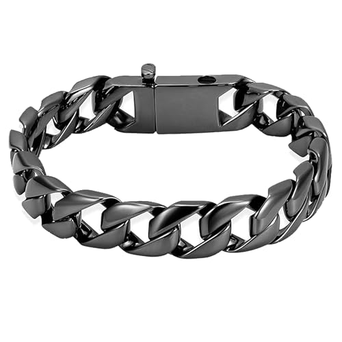 Bracelet urne pour cendres pour homme en acier inoxydable cubain - Lot de 2
