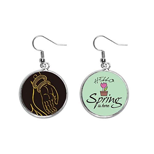 Pendientes de budismo negro y amarillo con colgante decorativo de mano para regalo