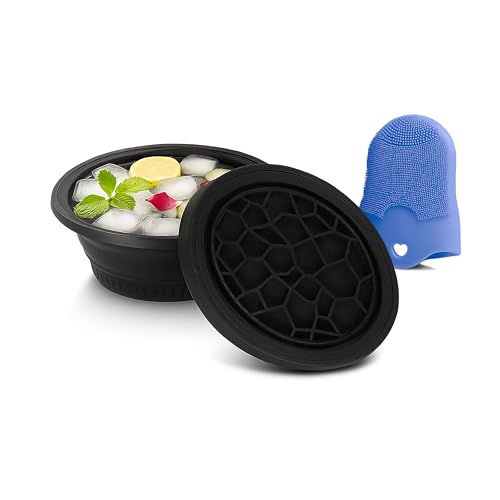 Ice Bowl for Face – Reusable Collapsible Cold Plunge Skincare Set, Face Ice Mold for Puffiness Relief, Skin Tightening, Redness & Glowing Skin Routine Bonus : Facial Scrubber