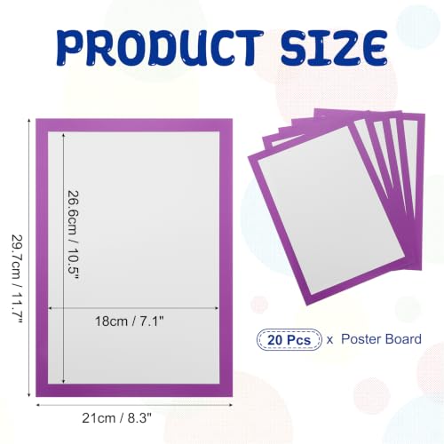 PATIKIL 11.7 x 8.3Inch Color Frame Poster Board, 20Pcs Poster Paper Frame Bright Blank Picture Photo Display Vision Board for Project DIY Craft Painting Art Pieces Decoration, Purple - Image 2