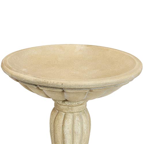 Sunnydaze Grecian Column 20-Inch H Glass Fiber Reinforced Concrete Construction Garden Bird Bath - White #TOP4
