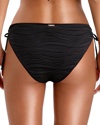 Image of Zmart Women's String Tie Side Bikini Bottoms - Adjustable Low Rise Swimsuit Bottom Moderate Coverage Bathing Suit