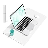 YSAGi Non-Slip Leather Desk Pad, Waterproof Laptop Computer Desk Keyboard Mat, Table Protector Blotter Mat, Large Mouse Pad for Office/Work/Home/Decor(White, 23.6' x 13.7')