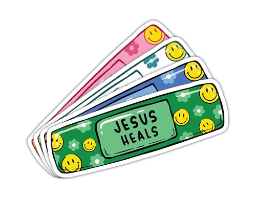 Image of SHOP A THING - Jesus Heals Sticker - Vinyl Jesus Heals Sticker for Car, Truck, & Van - Indoor and Outdoor Use for Laptop - Waterproof Decal for Helmet - Removable Decal for Book - SAT - 076