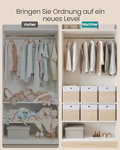 SONGMICS Aufbewahrungsbox, 6er Set, Aufbewahrungskorb, Ordnungsboxen mit PP-Platten, geruchsneutral, Faltbox, Stoffbox für Würfelregal, 30 x 30 x 30 cm, wolkenweiß-sandbeige RFB430LF02