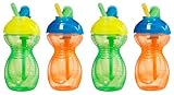 Munchkin Click Lock 4 Count Flip Straw Cup, 9 Ounce