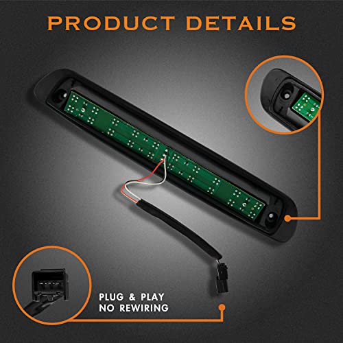Image of Third 3rd Brake Light, LED High Mount Stop Light for 2007-2013 Chevy Silverado /GMC Sierra 1500 2500HD 3500HD, Rear Center Cab Roof Tail Cargo Lamp, Smoke Lens