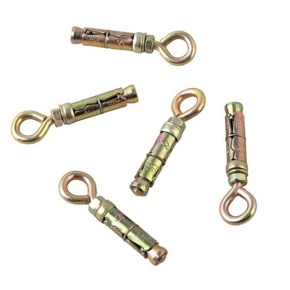 Heavy-Duty Metal Expansion Anchor Bolts, 6mm Gold-Plated Hook Fasteners with Eye Loop for Wall Mounting, Fan and Swing Installation (Pack of - 6pcs)-image-11