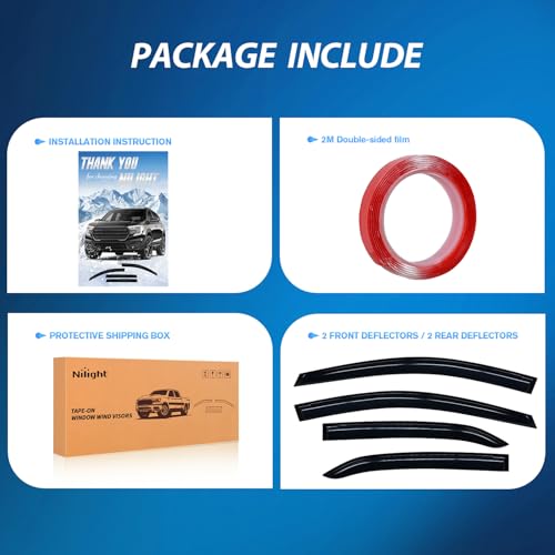 Image of Nilight Tape-On Window Visors for Toyota Corolla 2014-2019, 4PCS