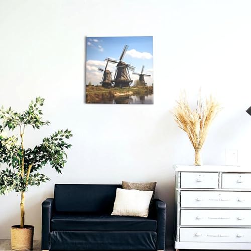 Toile murale moulin à vent déco moderne tableau carré pour maison - 4