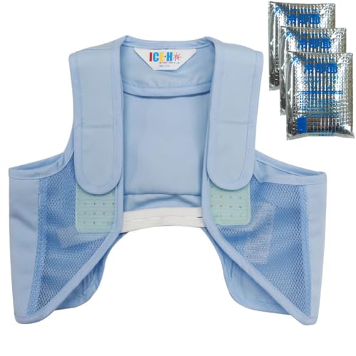 [アイスハーネス] 熱中症対策グッズ 子ども用 冷却ベスト クールベスト キッズ 保冷剤3個付き 男女兼用 90-110cm サックスのサムネイル