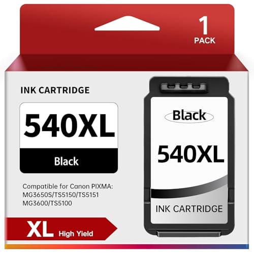 PG 540XL Schwarz Druckerpatronen Kompatibel für Canon 540 XL PG-540 XL PG540 Schwarz Patronen für Canon MG3650s TS5150 TS5151 MG3600 MG3550 MG3650 MG4200 MG4250 MX475 MX530 (1 Schwarz) PG 540XL Schwarz Druckerpatronen Kompatibel für Canon 540 XL PG-540 XL PG540 Schwarz Patronen für Canon MG3650s TS5150 TS5151 MG3600 MG3550 MG3650 MG4200 MG4250 MX475 MX530 (1 Schwarz)