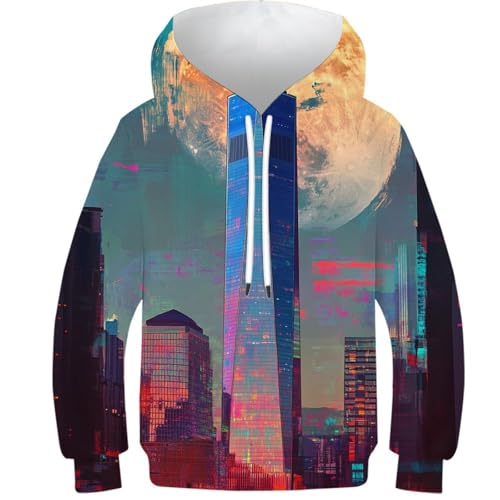 Sweat à capuche 3D pour enfants 10-12 ans, style urbain unisexe