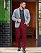 COOFANDY Men Fashion Expandable Waist Suit Pants Formal Work Regular Fit Pants Dark Red