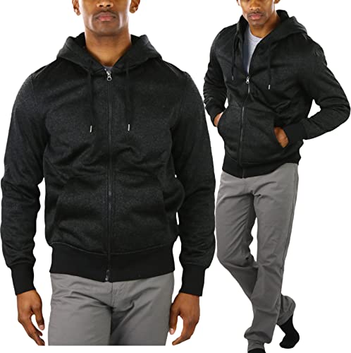 Image of ToBeInStyle Men's Polar Fleece Long Sleeve Zip Up Kangaroo Pocket Cold Weather Hoodie Jacket