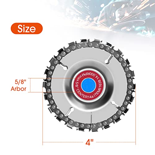Aokliy High-Speed Steel Angle Grinder Carving Saw Blade, 4 Inch 22-Teeth Wood Carving Chainsaw Wheel With 2 Replacement Saw Chains For Woodworking #TOP1