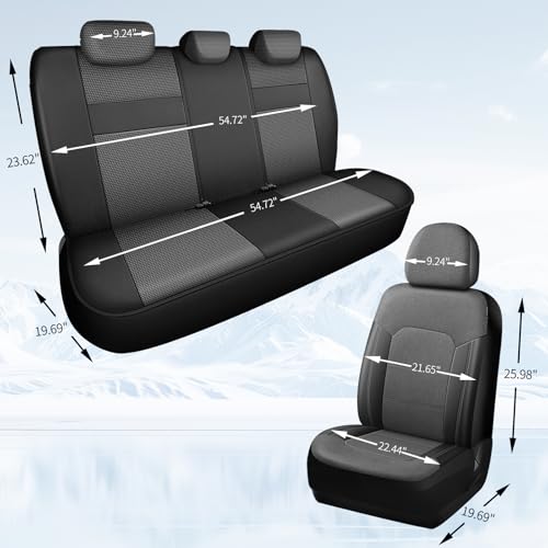 Image of HChengkikz Front Car Seat Covers, Air Mesh, Breathable (Black + Gray)