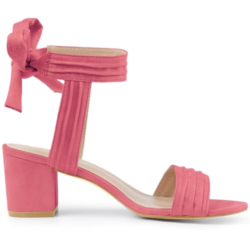 Image of Allegra K Women's Open Toe Ankle Tie Back Block Heels Sandals