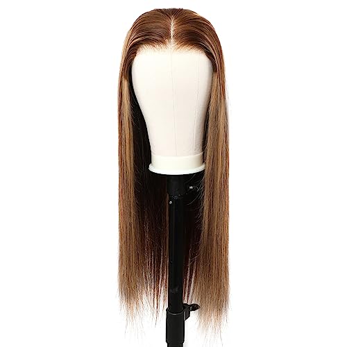 Image of ISEE Highlight Ombre Lace Front Wig Human Hair Straight Glueless Wig 26Inch