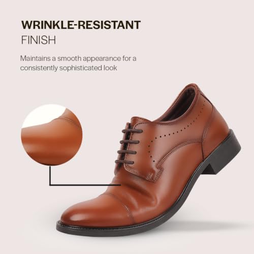 Image of FAUSTO Men Formal Classic Office Lace Up Derby College Shoes | Evening Party, Event, Wedding Tuxedo Oxford Shoe | Memory Cushioned Insole