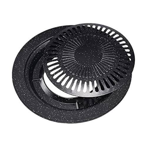 Yardwe Korean Cast Iron BBQ Grill Pan Stovetop Grill Pan Nonstick Smokeless Grill Pan for Grilling Vegetable Egg Pork Beef Meat