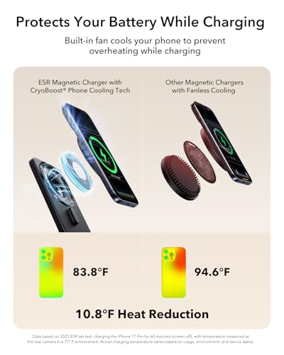 Image of ESR 3 in 1 Charging Station for Apple, Qi2.2 25W MagSafe Charger with CryoBoost, Phone-Cooling Wireless Charging Station Foldable, for iPhone 17 /16 with iOS 26(50W Adapter), AirPods, Apple Watch,Black
