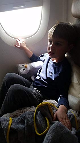 Roamwild Kids Travel Pillow And Travel Blanket Set - 'Tux' Armrest Buddy Transforms Any Armrest Into A Comfy Childs Pillow #TOP5