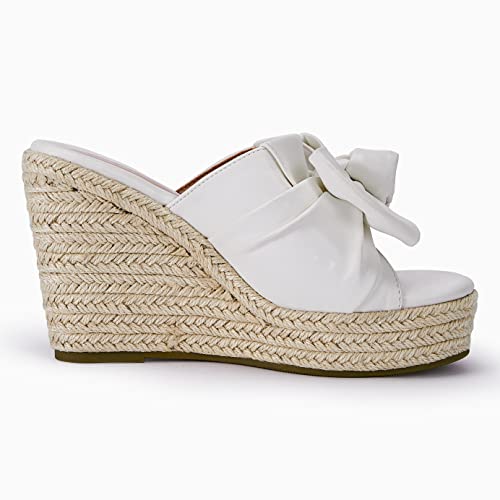 Image of PiePieBuy Womens Platform Espadrilles Slip On Wedge Sandals Bow Tie Open Toe Slides Shoes