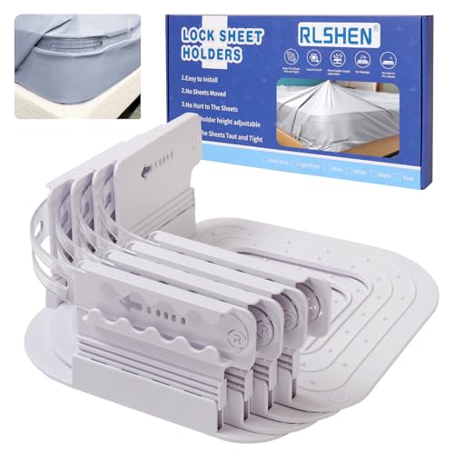 RLSHEN Adjustable Sheet Clips Keep Sheets in Place, Fitted Bed Sheet Holders Keep Sheets Firm & Tight for Bed Concers Creative Bed Accessories