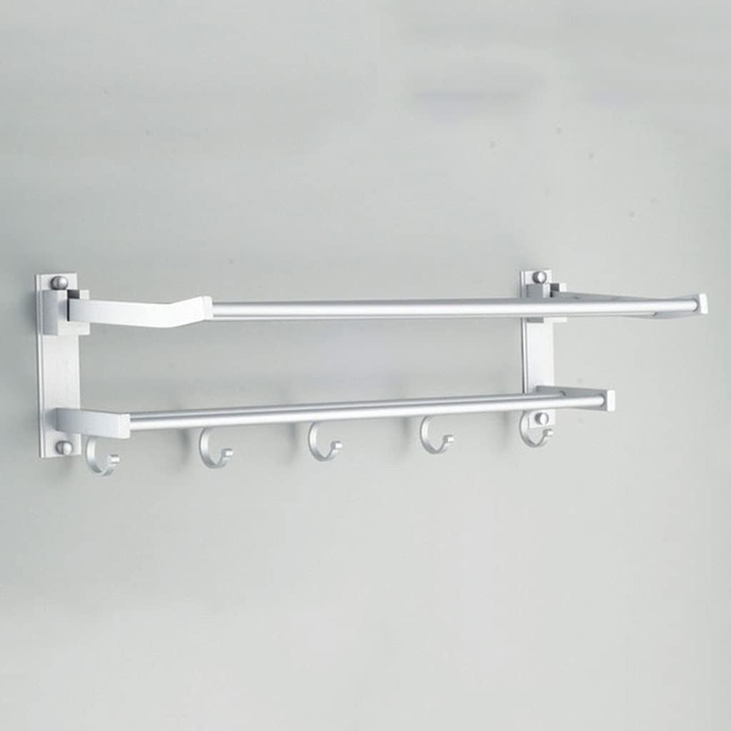 Étagère de salle de bain en aluminium avec porte-serviette pliable CRODY