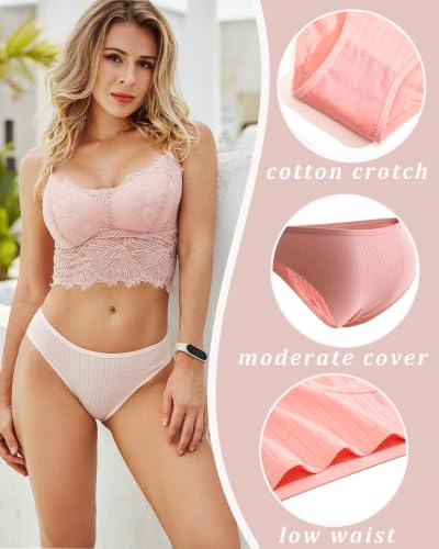 Image of FINETOO Cotton Cheeky Womens Underwear breathable ribbed low rise Bikini