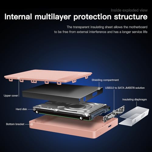 Image of UnionSine 500GB External Hard Disk Portable HDD USB 3.0 Pink