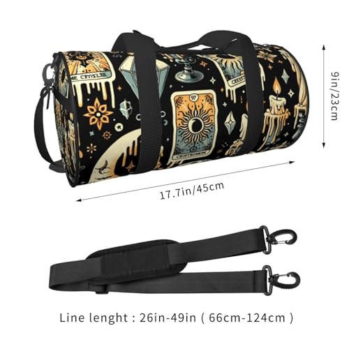 Sports Duffel Bag Tarot-Cards-Halloween Foldable Travel Tote Bag Weekender Sleepover Carry On Bag2