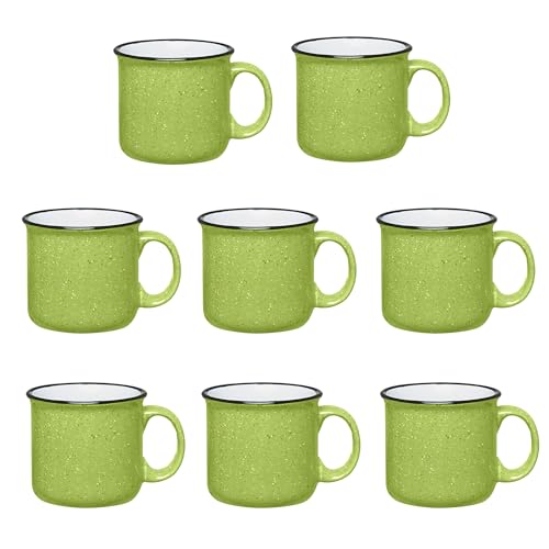 Set of 8 Lime Ceramic Campfire Mugs
