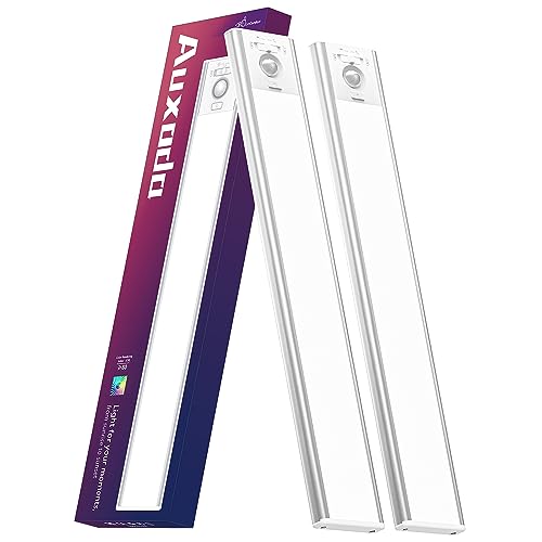 LED Lights Motion Sensor Light Indoor, Closet LightsUnder Cabinet Lights, Under Cabinet Lighting, 2 Pack 6 Inch 5000K 40 LED Wireless USB Rechargeable Under Counter Lights