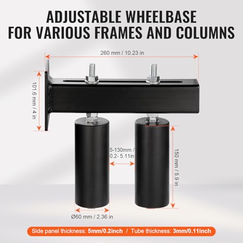 VEVOR Sliding Gate Kit, 6” Rolling Gate Hardware Kit with T-Bracket, Universal Adjustable Sliding Gate Rollers, Heavy Duty Black Sliding Gate Guide Roller for Sliding Gates and Rolling Door - Image 4